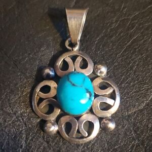 Vintage Sterling Silver Turquoise Pendant